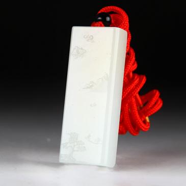 新疆天然和田玉白玉牌風景30.74g專柜正品附帶證書