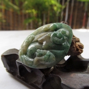 天然南陽獨山玉喜樂開懷彌勒佛掛件