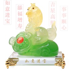 精品仿青玉擺件★如意蛇招財進(jìn)寶家居擺設(shè)★平安祈福開運(yùn)
