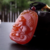 天然紅玉髓靈鼠招財玉佩掛件
