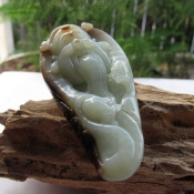 天然新疆和田玉財神把玩件