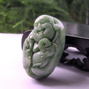 天然南陽玉獨(dú)玉綠白包衣笑佛/獨(dú)山玉綠彌勒佛公/玉石佛公項(xiàng)墜/獨(dú)玉笑佛/玉緣軒正品