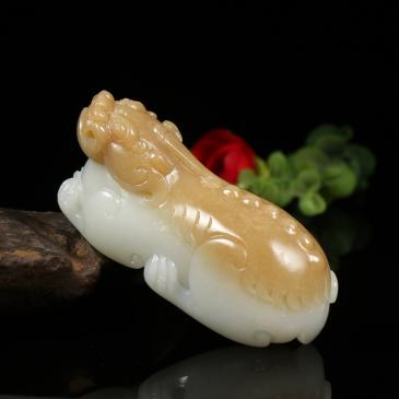 周雁明大師作品和田玉糖羊脂玉手把件貔貅精雕把件