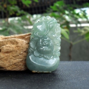 精品翡翠A貨冰油清帶黃翡俏色花開富貴吉祥花件
