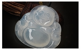天然翡翠掛件-老坑冰種清雅瑩白均色水潤晶瑩飽滿圓潤大氣精雕大肚彌勒佛