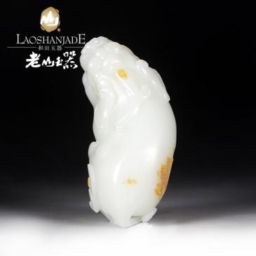 楊子作品和田玉羊脂玉手把件貔貅圓潤飽滿