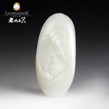 和田玉羊脂玉籽料掛件觀音溫潤細膩玉質潤白