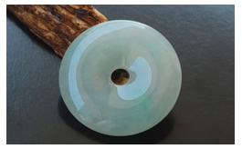 天然翡翠掛件--新綠重重老坑冰種滿色清新淺綠如意平安扣