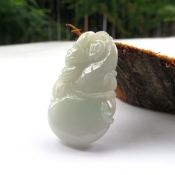 天然緬甸A貨翡翠玉細(xì)潤福祿雙全吉祥掛件