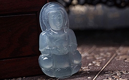 天然翡翠掛件--老坑冰玻種清透毓秀晶瑩潤澤圓潤大氣雙面精雕觀音