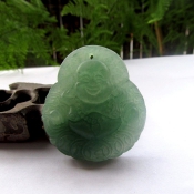 清新水潤(rùn)純天然東陵玉金錢(qián)佛掛件