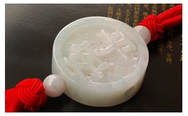天然翡翠手把玩件--老坑冰糯種清雅淺綠細膩潤澤鏤空精雕富貴平安懷古