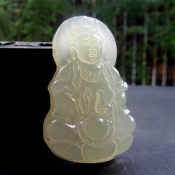 開光正品純天然阿富汗冰透玉觀音項墜掛件