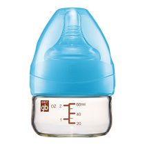 好孩子宝宝母乳实感宽口径奶瓶玻璃奶瓶婴儿防胀气奶瓶60ml粉蓝B80182