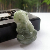 白透水天然獨山玉觀音掛件