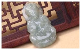 天然翡翠掛件-老坑冰糯種油青綠雙面精雕慈悲辟邪觀音