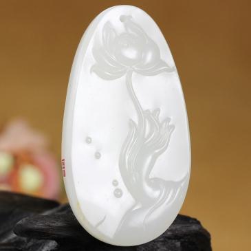 老山玉器仵朋合大師和田玉羊脂白玉掛件手握大業