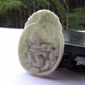 精美淡綠圓雕龍牌掛件/藍田玉騰龍玉佩/玉石龍掛件項墜/辟邪護身保平安/玉緣軒正品