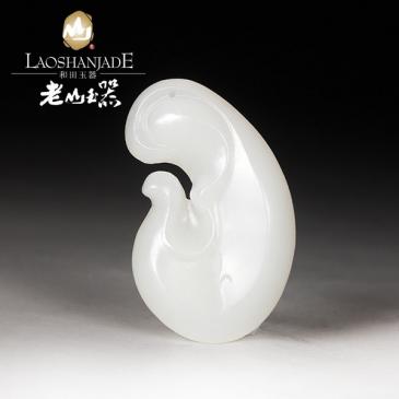 和田玉羊脂白玉掛件鳳和田玉吊墜帶證書