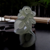 精美岫玉冰透玲瓏玉蘭花項墜/岫巖玉蘭花掛件/玉石花朵玉墜/玉緣軒正品