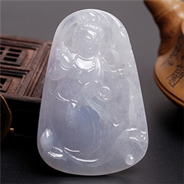 天然翡翠掛件--老坑冰糯種瑩潤細膩雙面精雕觀音