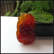 天然巴西紅瑪瑙玉生肖猴吊墜