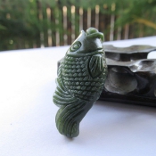 天然和田玉碧玉鯉魚兒吊墜