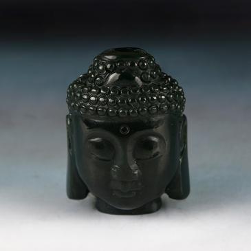 新疆天然和田玉青玉掛件佛祖頭(一口價(jià))專柜正品帶證書包郵
