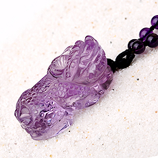 紫水晶貔貅吊墜★手工雕巴西紫晶皮丘飾品★招財旺財護身保平安