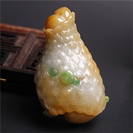 天然翡翠手玩擺件--老坑糯種黃翡寫(xiě)實(shí)厚實(shí)立體精雕吉慶有余