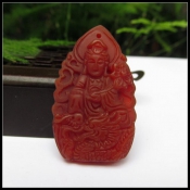 開光紅玉髓屬龍守護神普賢菩薩掛件