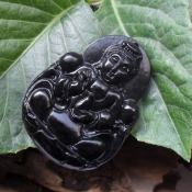墨玉蓮花觀音佩/墨玉觀音掛件/墨玉觀音吊墜/墨玉觀音/蓮花座觀音佛像