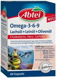AbteiOmega-3-6-9Lachsöl+Leinöl+Olivenöl,60Kapseln