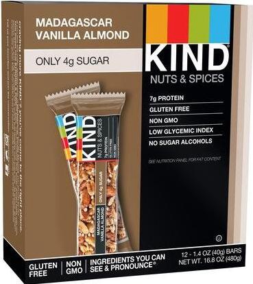 KIND Nuts & Spices Bar - Madagascar Vanilla Almond - 1.4 oz - 12 ct