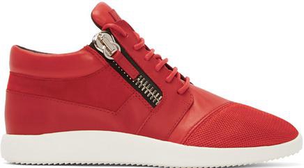 Red Leather & Mesh Megatron Sneakers