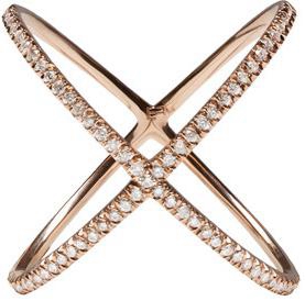 Rose Gold Diamond X Ring
