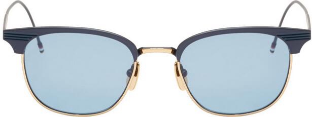 Navy & 18K Gold Matte Sunglasses