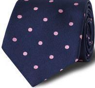 NavyPinkSpotSilkTie