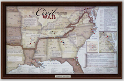 Personalized Framed Civil War Map