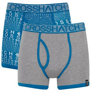 Crosshatch Men's Squint 2-Pack Boxer Shorts - Mykonos Blue/Grey Marl