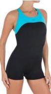 MAILLOTDEBAINDENATATIONFORMESHORTYUNEPIèCEFEMMELEONYCUTNOIRBLEUNABAIJI