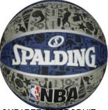BALLON BASKETBALL NBA GRAFITTI TAILLE 7 GRIS BLEU SPALDING