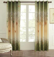 FashionHomeDecroGreenMapleLeavesForestCurtains