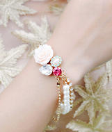 FlowerJewelryBraceletWomenTheSecretGardenKoreanSweetMulti-layeredRoseGoldVogue