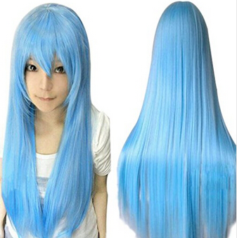 80cm light blue straight hair hot spot popular anime cosplay wig foreign trade in Europe and America