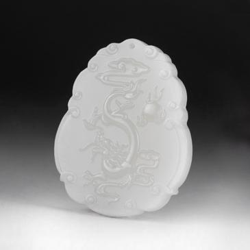 老山新疆天然和田玉白玉牌龍行天下28.29g專柜正品附帶證書包郵