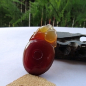 精美純天然巴西紅瑪瑙有求必應(yīng)吉祥花件