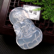 精品A級純天然冰種玉髓大觀音掛件