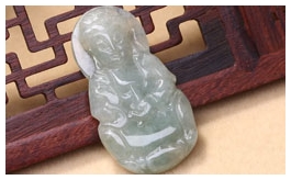 天然翡翠掛件-老坑冰糯種油青綠雙面精雕慈悲辟邪觀音