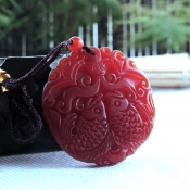 天然紅玉髓滿紅雙魚吉祥玉佩/連年有魚富貴吉祥花件/紅玉髓掛件項墜/玉緣軒正品